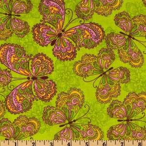   Spring Fling Butterfly Green Fabric By The Yard Arts, Crafts & Sewing