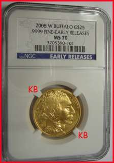 2008 W $25 MS70 GOLD BUFFALO NGC MS70 EARLY RELEASES  