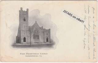 1908 HARRISONBURG, VA, PRESBYTERIAN CHURCH POSTCARD  