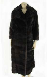 Vintage Bullocks Brown Mink Fur Long Coat Sz M Jacket 3/4 Sleeves 