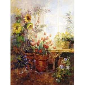  Sunflower Garden I, Scenic Floral Hand Painted Art, 12x16 