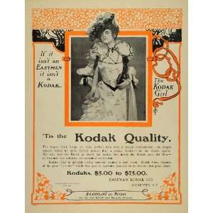 1902 Ad Kodak Eastman Seaman Camera Girl Art Nouveau   Original Print 