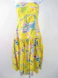 CAROL ANDERSON Yellow Cotton Strapless Sundress Dress 4  