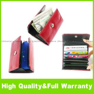 Red Business ID Credit Card Holder Leather Case Wallet  