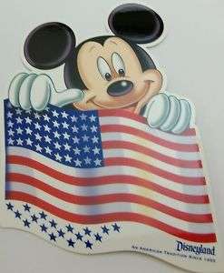 Mickey Mouse Holding American Flag Disneyland Postcard  