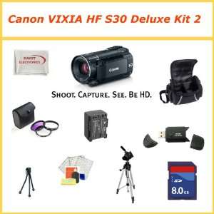  Canon VIXIA HF S30 Flash Memory Camcorder w/ with 3 Peice 