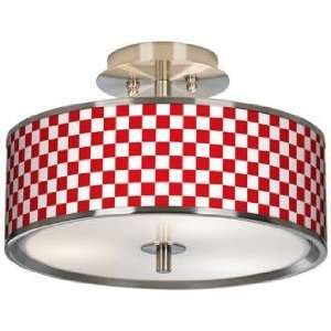  Checkered Red Giclee Glow 14 Wide Ceiling Light