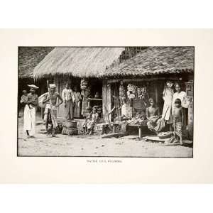   Lanka Asia Straw Shingle Roof Homes Bananas   Original Halftone Print