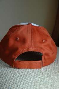 Stihl Hat / Cap White and Burnt Orange Fabric Chainsaw on Bill  