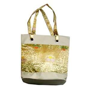 Chinese Gold Silk Long Strapped Handbag 