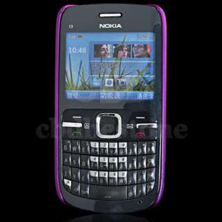 Hard Rubber Mesh Case Cover Coating For Nokia C3 Purple  