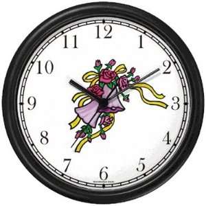  Red Roses   Pink Wedding Bells Wall Clock by WatchBuddy 