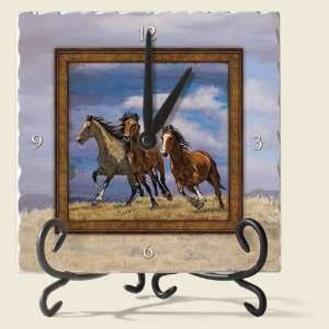   the Top Highland Graphic Horse Tumbled Stone Clock