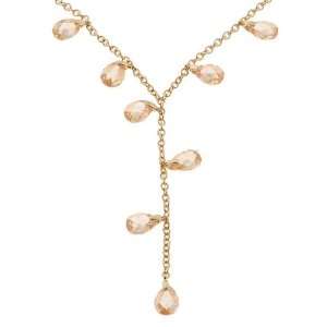  Icz Stonez 18k Gold over Silver Champagne CZ Necklace 