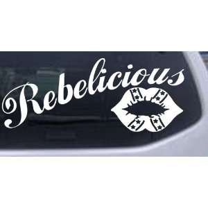Rebelicious Dixie Lips Car Window Wall Laptop Decal Sticker    White 