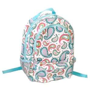  White Paisley Backpack Book Bag w/Padded Shoulder Straps 