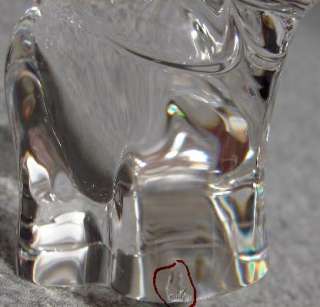 STEUBEN GLASS Trunk Up ELEPHANT Signed Crystal HAND COOLER/Paperweight 
