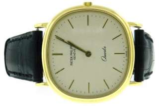 Rare Mens Patek Philippe Calatrava 18K Gold Quartz Watch + Box 