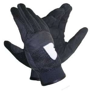 Mens Black and White Premium Mesh Padded Palm Racing Gloves   Size 