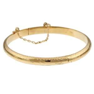  Caribe Gold 14k Gold over Silver 5mm Engraved Bangle 