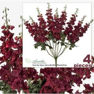 FOUR 26 Delphinium Artificial Flower Bushes in Burgundy for home or 