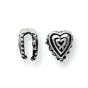  Sterling Silver 2.7mm Antiqued Heart Casted Bail Jewelry
