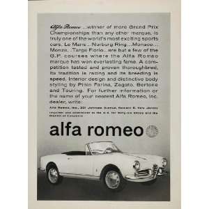 1962 Alfa Romeo Sports Car Race Championship Print Ad   Original Print 