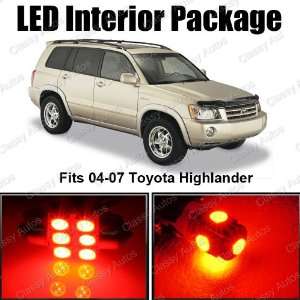 Toyota Highlander Red Interior LED Package (6 Pieces 