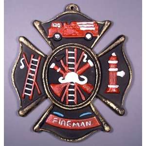  Fireman Commemorative Plaque, Cast Iron
