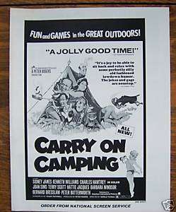 CARRY ON CAMPING Sidney James UK COMEDY US Pressbook  
