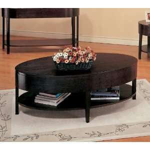 Modern Style Oval Cocktail Coffee Table With Bottom Storage Shelves In 