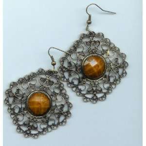  Exotic Look   Metal Earrings   India   Rusty Gold Color 