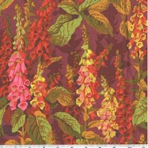  45 Wide Philip Jacobs Foxgloves Red Fabric By The Yard 