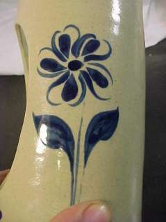 Salt Glaze Pottery Candle Wall Sconce Blue Flowers  