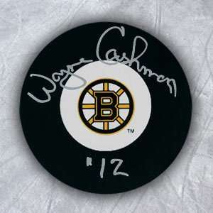 WAYNE CASHMAN Boston Bruins SIGNED Hockey Puck Sports 