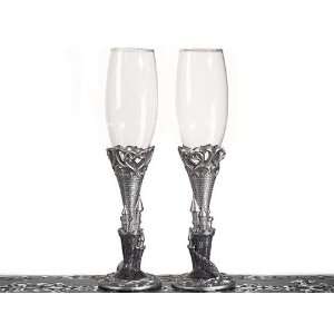  Wedding Favors Platinum Castle collection Toasting Glasses 