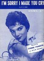 CONNIE FRANCIS IM SORRY I MADE YOU CRY SHEET MUSIC**  