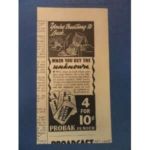 Probak razer blades, Print Ad (probak junior.) Orinigal 1937 Vintage 
