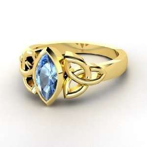  Caitlin Ring, 14K Yellow Gold Ring with Blue Topaz 