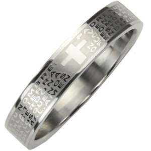  Stainless Steel Spanish Lords Prayer 4mm Band Ring   Women 
