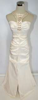 NWT MORGAN & CO $170 Ivory /Gold Prom Evening Gown 7  