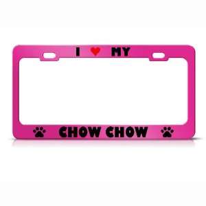 Chow Chow Paw Love Heart Pet Dog Metal license plate frame Tag Holder