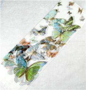Cool white Oblong Silk Scarf Art Painting Butterfly  