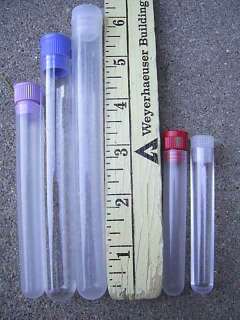   tube vials plastic different sizes containers lid Plugs 5/8  