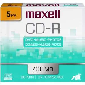  48x Write Once CD R For Data   5/pack (648205)   Office 
