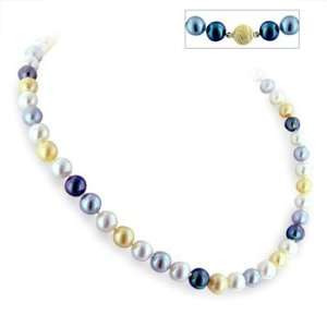    8mm Multi Color Chinese Fresh Water Pea Necklace   18 Jewelry