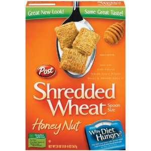 Post Shredded Wheat Honey Nut Spoon Size Cereal, 20 oz (Pack of 6 