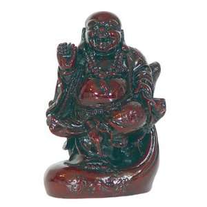  Figurine   REDSTONE BUDDHA ON MONEY Bag 2.75H