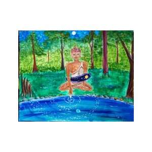  Buddha by Lake, Print of painting. 