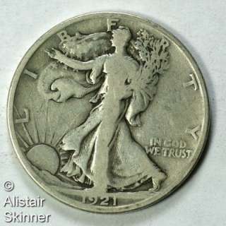 1921 S Walking Liberty Half Dollar F  